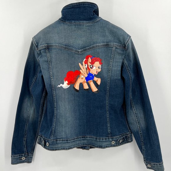 Brony OC My Little Pony Hand Painted Levis Denim Jacket Size XL